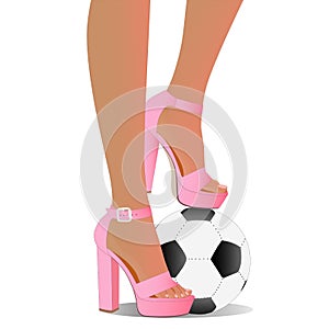 Female legs in high heels one on the ball