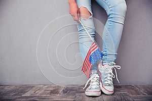 Female legs with USA flag