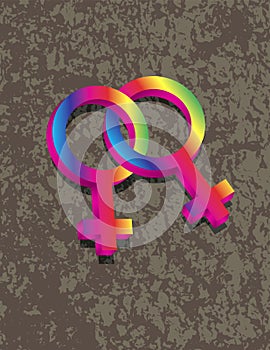 Female Lesbian Gender 3D Symbols Interlocking Illu