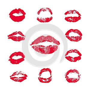 Female Lips Lipstick Kiss Print Set