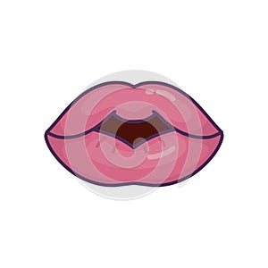 Female lips mouth icon on white background