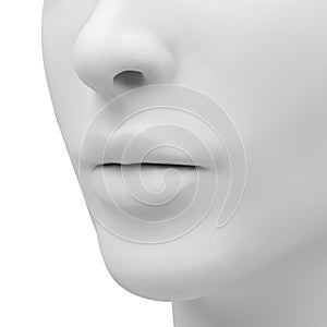 Female lips and nose. 3D rendering image