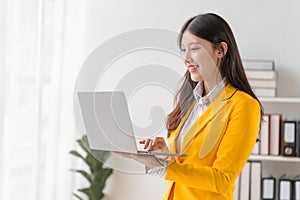 Female loan service providers asian people business professionals ensuring easy loan processes, working diligently, guiding