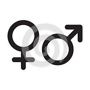 Female and male gender icons. Vector isolated man sex symbol, woman gender sign