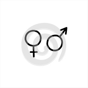 Female and male genger symbols hand drawn outline doodle icon. Sex and gender diversity concept vector simple sketch illustration