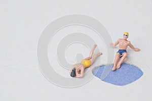 Female and Male Model Figure Bathing