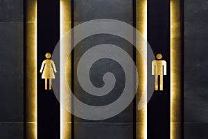 Female and male restroom sign. Restroom signs in public place. Important signs and symbols concept. Simple sign of WC