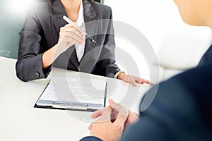 Female Manager conducting a job interview with female applicant