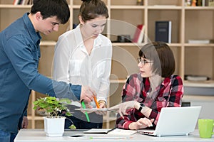 Female Manager discussing Project with her Team