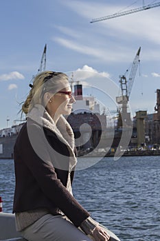 Female manager in the shipyard