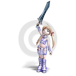 Female manga paladin with huge sword photo