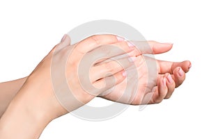 Female manicured hand isolated