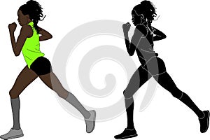Female marathon runner illustration
