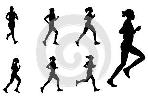 Female marathon runners silhouettes