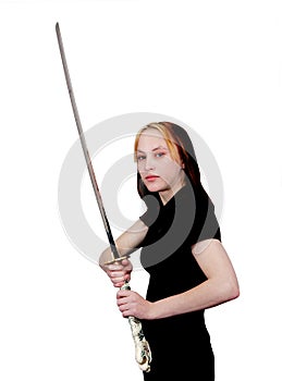 Female martial artist with sword