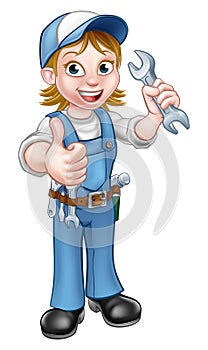 Female Mechanic or Plumber with Spanner