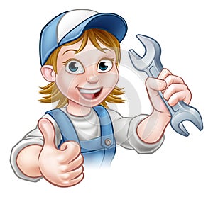 Female Mechanic or Plumber with Spanner