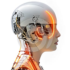 female mechanoid head as artificial intelligence