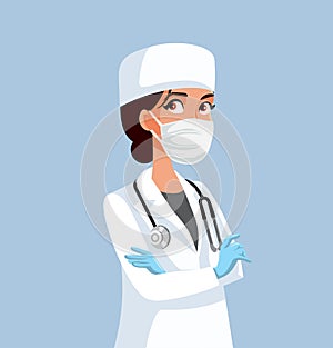 Female Medical Doctor Wearing Protective Work Gear