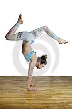 Female Model Adho Mukha Vrksasana Variation Handstand