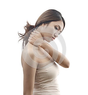 Female model with neck pain symptom