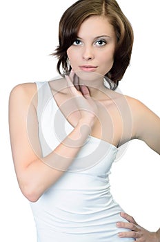 Female model on white background