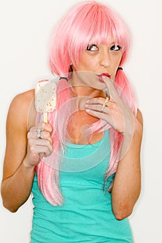 Female Model in Wig Extreme Makeup