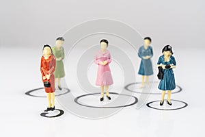 Female models isolated inside circles