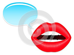 Female mouth with speech bubbles