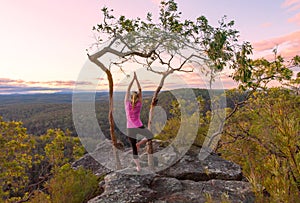 Sunset yoga meditations from cliff tops with views photo