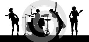 Female Music Band Concert Silhouettes