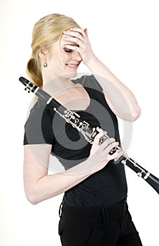 Female Musician Blushes Receiving Praise Clarinet