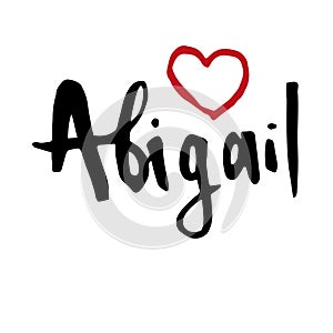 Female name drawn by brush. Hand drawn vector girl name Abigail photo