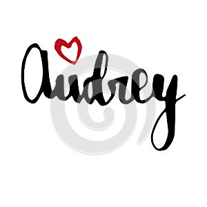 Female name drawn by brush. Hand drawn vector girl name Audrey photo