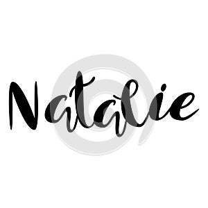 Female name - Natalie. Lettering design. Handwritten typography. photo