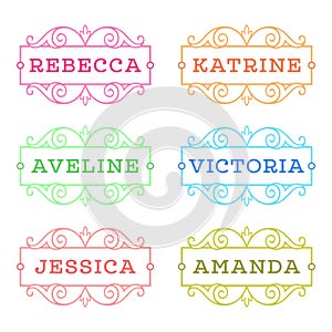 Female names: Rebecca, Katrine, Aveline, Victoria, Jessica, Amanda