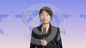 Female news anchor in studio
