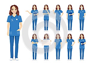 Female nurse character set photo