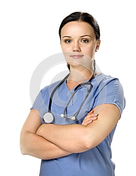 Female nurse with stethoscope