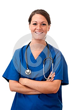 Female Nurse with Stethoscope Isolated