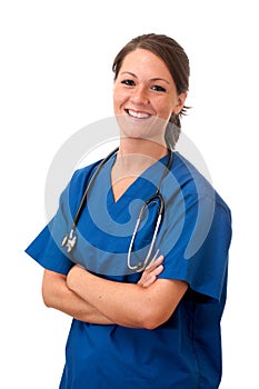 Female Nurse with Stethoscope Isolated