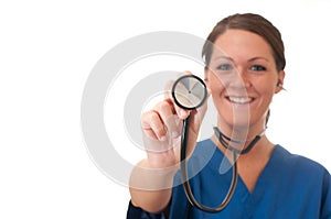 Female Nurse with Stethoscope Isolated