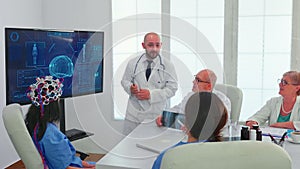 Female nurse wearing scaning headset for brain activity