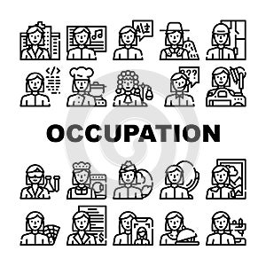 Female Occupation Collection Icons Set Vector Illustration