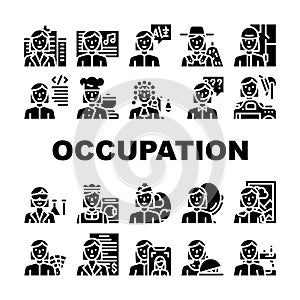 Female Occupation Collection Icons Set Vector Illustration