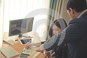 Female office woman working stressfully toward Boss deadline