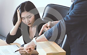 Female office woman working stressfully toward deadline