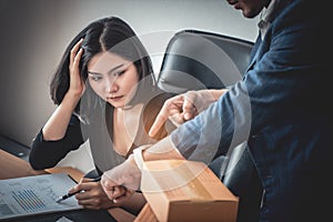 Female office woman working stressfully toward deadline