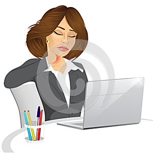 Female office worker suffering neck pain