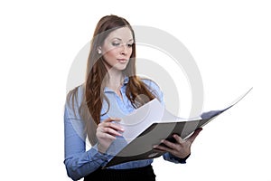 Female officer browsing in a folder